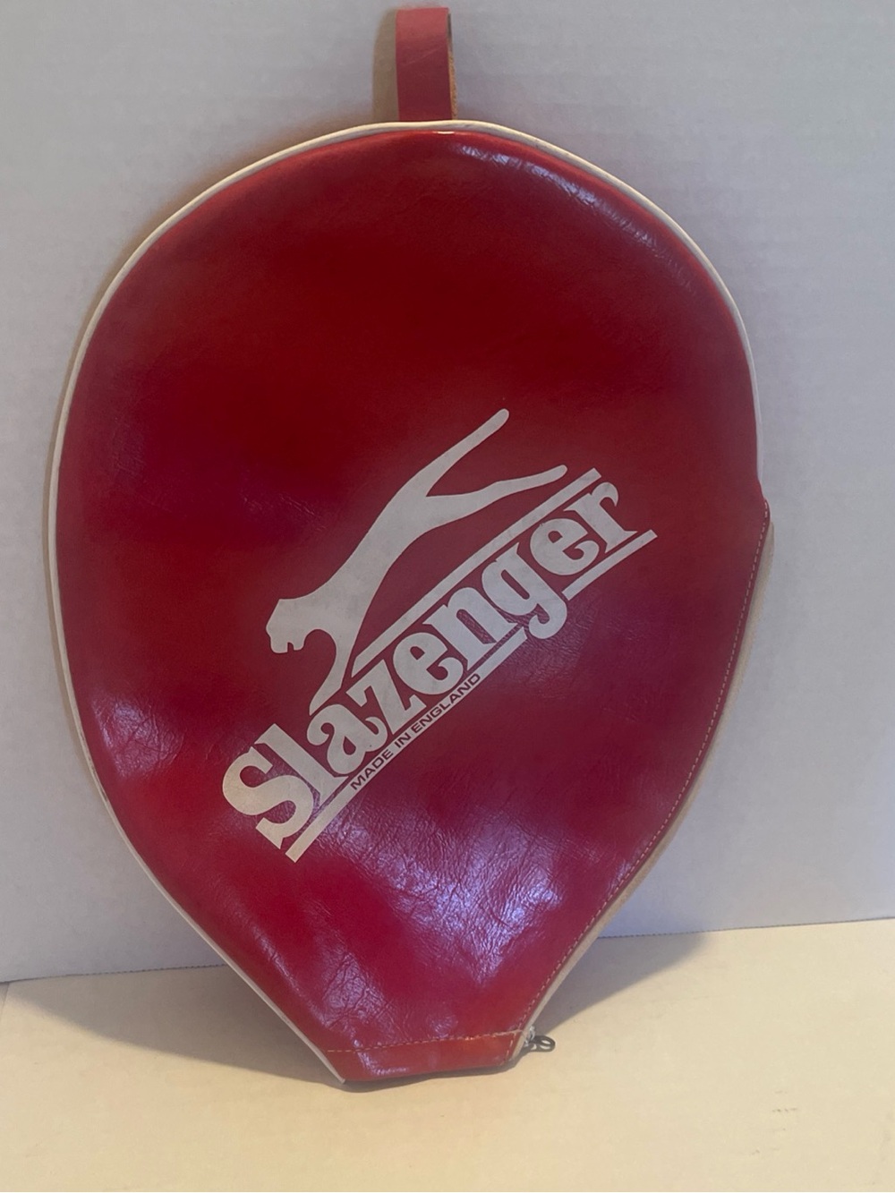 Vintage Slazenger Red & White tennis Racket Cover with White Logo 1970s